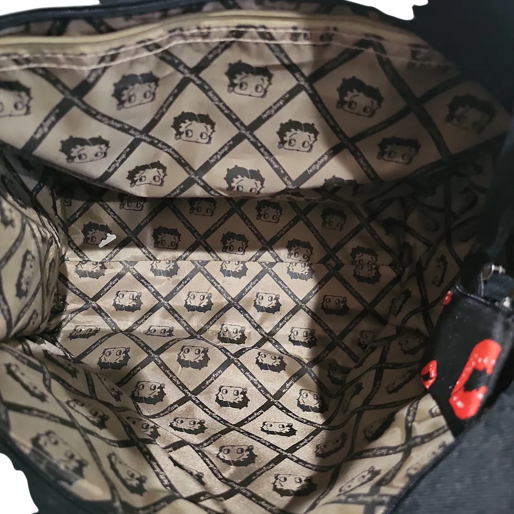 Black Tote Bag with Betty boop Cartoon Design - Picture 8 of 12